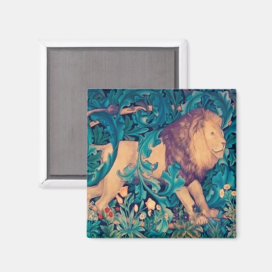 Lion in The Forest, William Morris Magnet (Vorderseite/Rückseite)