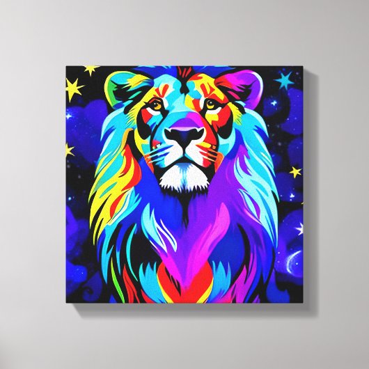 Lion - inspirierendes Pop Art Poster Leinwanddruck (Vorderseite)
