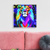 Lion - inspirierendes Pop Art Poster Leinwanddruck (Insitu (Wohnzimmer))