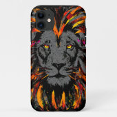 Lion iPhone 11 Case Orange Lion Head Illustration (Rückseite)
