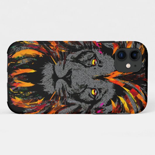 Lion iPhone 11 Case Orange Lion Head Illustration (Rückseite (Horizontal))