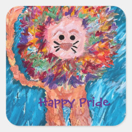 Lion ist stolz darauf quadratischer aufkleber