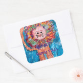 Lion ist stolz darauf quadratischer aufkleber (Umschlag)