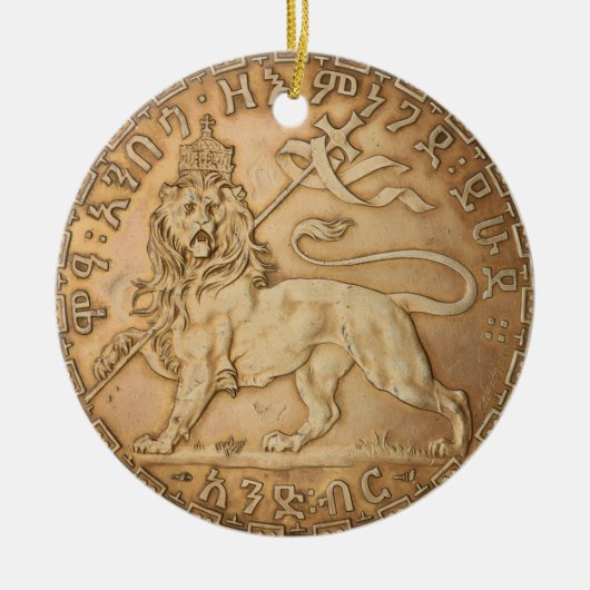 Lion Judah Haile Selassie I Jah Rastafari HIM Keramik Ornament (Vorne)