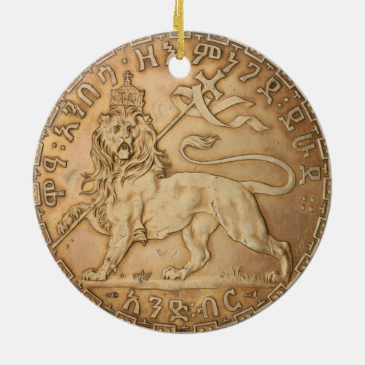Lion Judah Haile Selassie I Jah Rastafari HIM Keramik Ornament (Hinten)