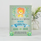 Lion Junge Einladung zum ersten Geburtstag. (Stehend Vorderseite)