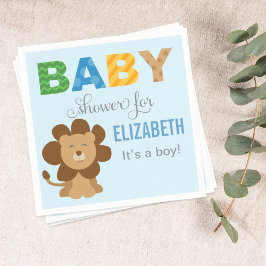 Lion Jungle Animal Baby Boy Dusche Blue Serviette