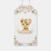 Lion Jungle Animals Blush Floral Girl Baby Dusche Geschenkanhänger (Rückseite)