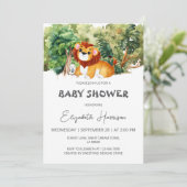 Lion Jungle Boy Baby Shower Einladung (Stehend Vorderseite)