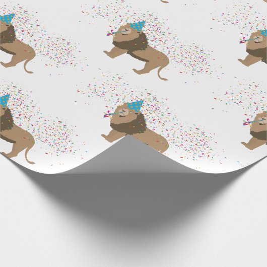 Lion Jungle Partying Animals mit Party Geschenkpapier (Ecke)