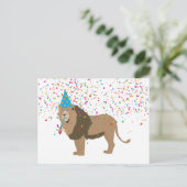 Lion Jungle Partying Animals mit Party Postkarte (Stehend Vorderseite)