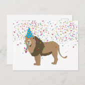Lion Jungle Partying Animals mit Party Postkarte (Vorne/Hinten)