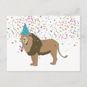 Lion Jungle Partying Animals mit Party Postkarte