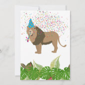 Lion Jungle Partying Tiere Geburtstagsparty Einladung (Rückseite)