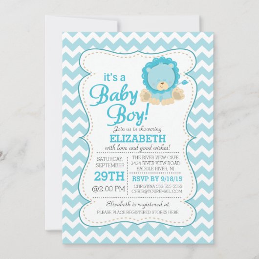 Lion Jungle Safari Baby Dusche Einladung (Vorderseite)