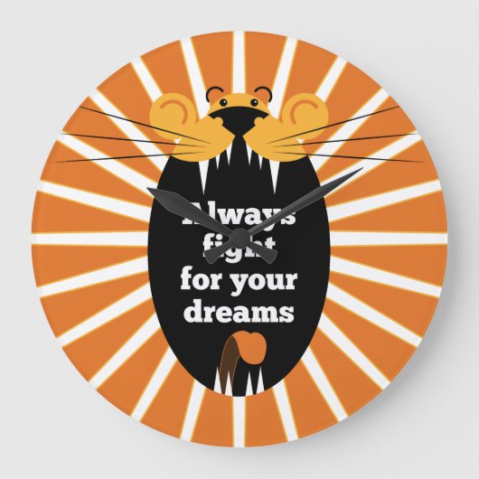 Lion - Kämpfe immer um deine Träume Große Wanduhr (Vorderseite)
