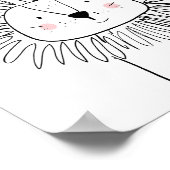 Lion Kinderzimmer Print Schwarzweiß moderne Zoo Poster (Ecke)