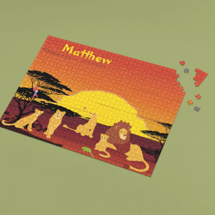 Lion King of Jungle Personalisiert Africa Puzzle