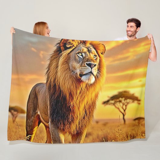 Lion King Savanna Sunset Design Fleecedecke (Beispiel)
