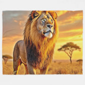 Lion King Savanna Sunset Design Fleecedecke (Vorderseite (Horizontal))