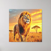 Lion King Savanna Sunset Design Leinwanddruck (Vorderseite)