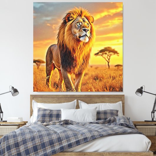 Lion King Savanna Sunset Design Leinwanddruck (Insitu (Schlafzimmer))