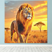 Lion King Savanna Sunset Design Leinwanddruck (Insitu (Holzboden))