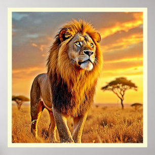 Lion King Savanna Sunset Design Poster