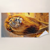 Lion King Savanna Sunset Design Strandtuch (Vorderseite)