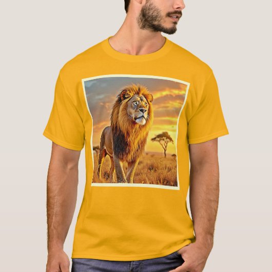 Lion King Savanna Sunset Design T-Shirt (Vorderseite)