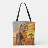 Lion King Savanna Sunset Design Tasche (Rückseite)