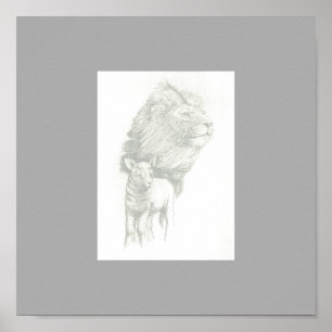 Lion & Lamb Print Poster