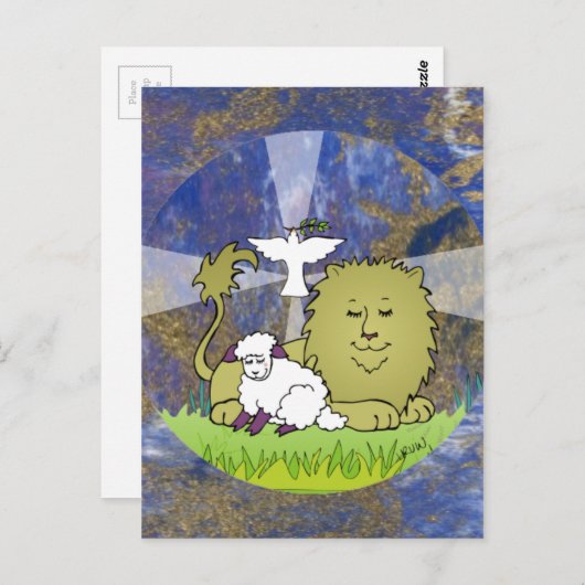 Lion Lamb und Dove Postkarte (Vorne/Hinten)