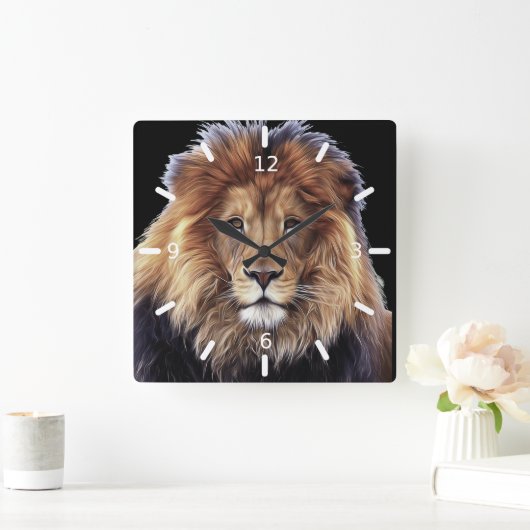 Lion Large Clock Quadratische Wanduhr (Zuhause)