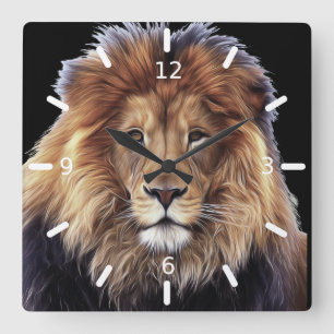 Lion Large Clock Quadratische Wanduhr