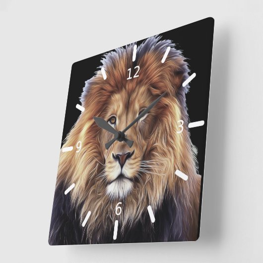 Lion Large Clock Quadratische Wanduhr (Winkel)