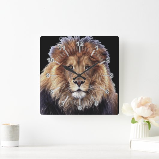 Lion Large Clock Quadratische Wanduhr (Zuhause)