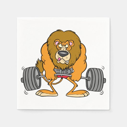 Lion Lifing Weights Paper Napkins Serviette (Vorderseite)