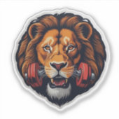 Lion Lifting Dumbell Sticker (Vorderseite)
