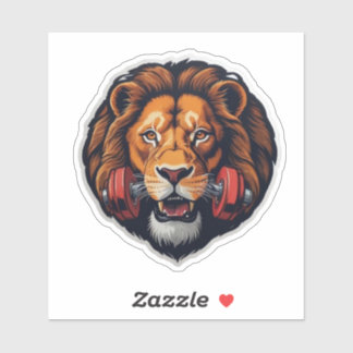 Lion Lifting Dumbell Sticker