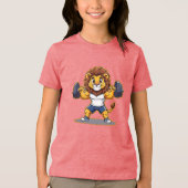 Lion Lifting Light Weights – Cute Gym Animal Illus Tri-Blend Shirt (Vorderseite)