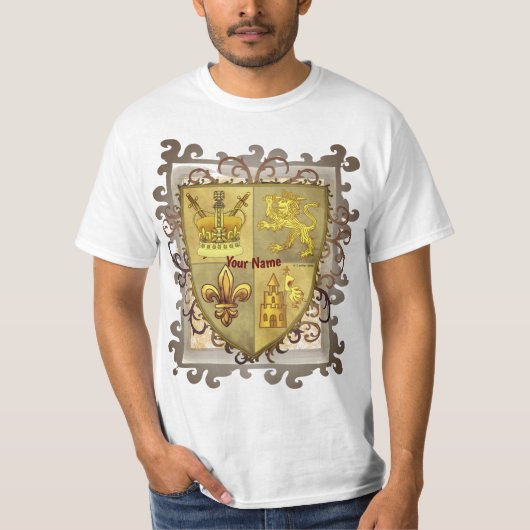 Lion Lilie Shield-Nachname T-Shirt (Vorderseite)