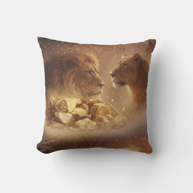 Lion & Lioness Gold Glow — Pillow Kissen (Vorderseite)