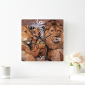 Lion Lioness Jungle Princess Wall Clock Quadratische Wanduhr (Zuhause)
