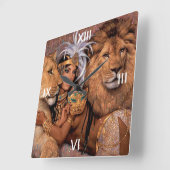Lion Lioness Jungle Princess Wall Clock Quadratische Wanduhr (Winkel)