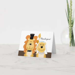 Lion & Lioness Wedding Couple Danke, Note Card Dankeskarte