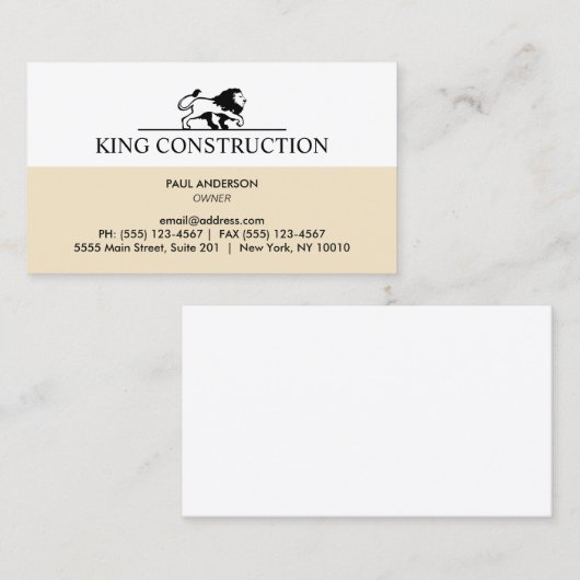 Lion Logo-Profesionsprogramm Visitenkarte (Vorne/Hinten)