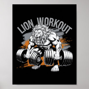 Lion Lover Gym Wear Fitness Workout Bo Poster