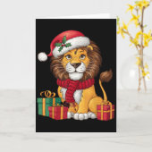 Lion Lover Xmas Holiday Santa Lion Christmas Karte (Gelbe Blume)