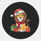Lion Lover Xmas Holiday Santa Lion Christmas Runder Aufkleber (Vorderseite)
